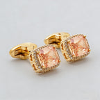 Square Gold Champagne Crystal Cufflinks