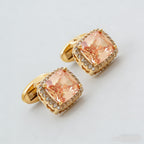 Square Gold Champagne Crystal Cufflinks