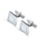 Square Silver Freshwater Shell Cufflinks