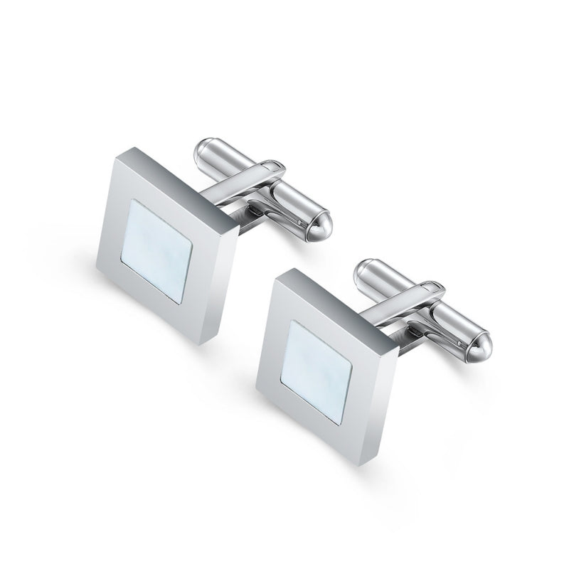 Square Silver Freshwater Shell Cufflinks