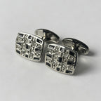 Black Silver Contrast Rhinestone Cufflinks