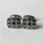 Black Silver Contrast Rhinestone Cufflinks