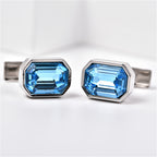 Octagon Silver Blue Crystal Cufflinks