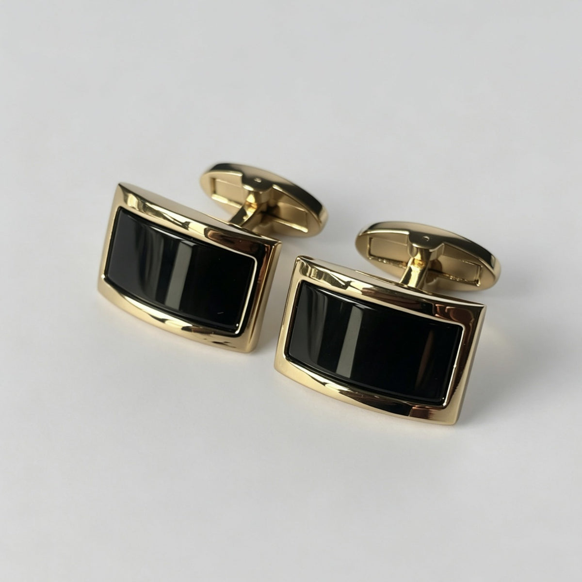 Rectangle Gold Black Onyx Cufflinks Main image