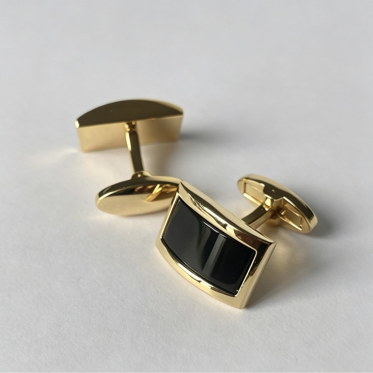 Rectangle Gold Black Onyx Cufflinks