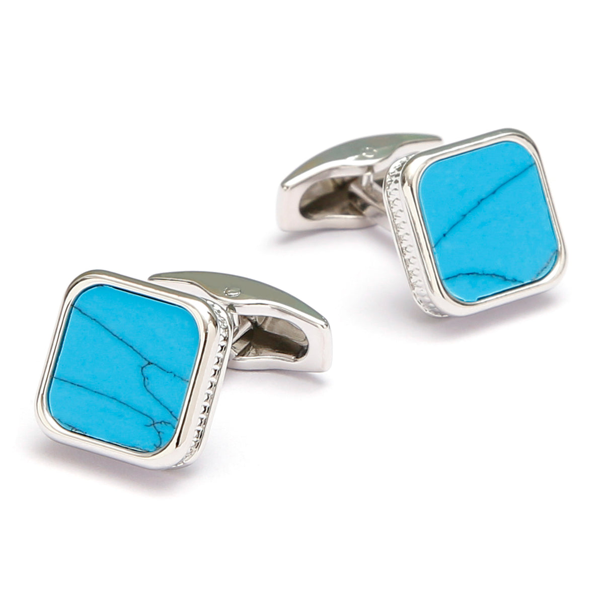 Square Silver Turquoise Cufflinks