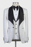 Gentle White Jacquard 3 Piece Shawl Lapel Men Suits