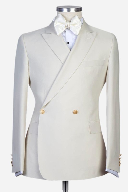 Classic White Peaked Lapel Double Breasted Men Suits Main image