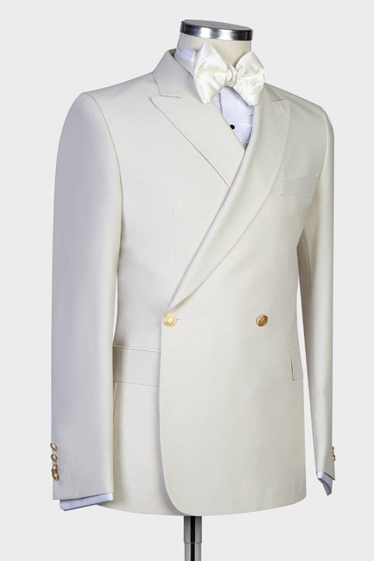 Classic White Peaked Lapel Double Breasted Men Suits Secondary image