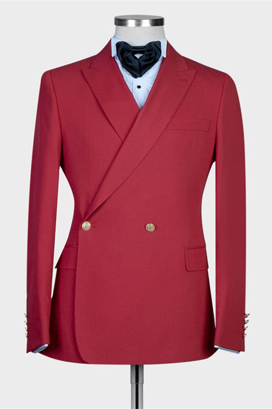 Best Fitted Red Peaked Lapel Double Breasted Men Suits Main image