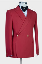 Best Fitted Red Peaked Lapel Double Breasted Men Suits