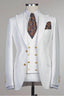 Simple White Peaked Lapel 3 Piece Men Suits