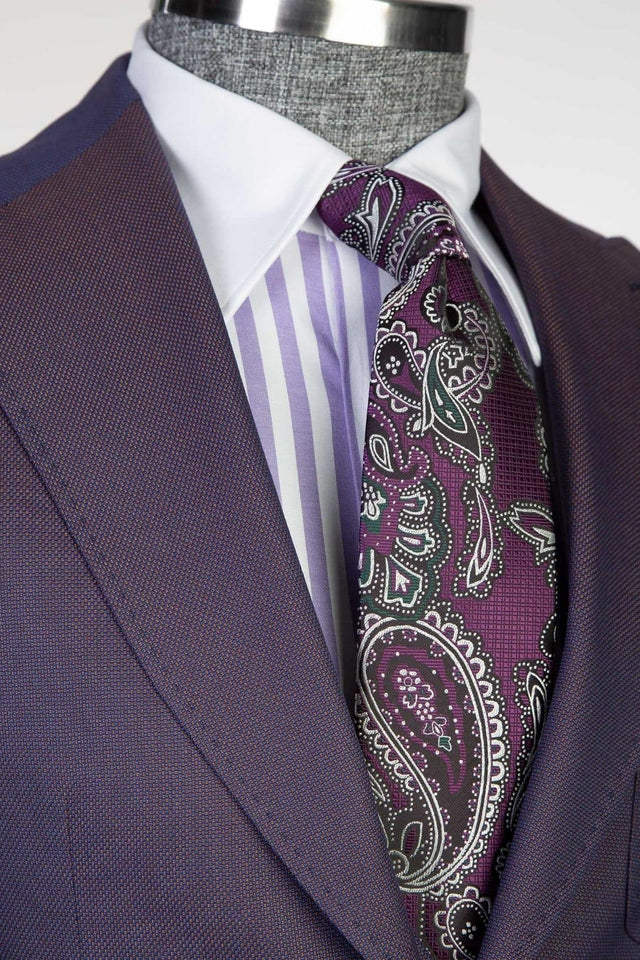 Dark Purple Three Pieces Peaked Lapel Men Suits