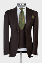 Dark Brown Peaked Lapel Three Pieces Men Suits
