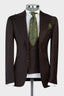 Dark Brown Peaked Lapel Three Pieces Men Suits