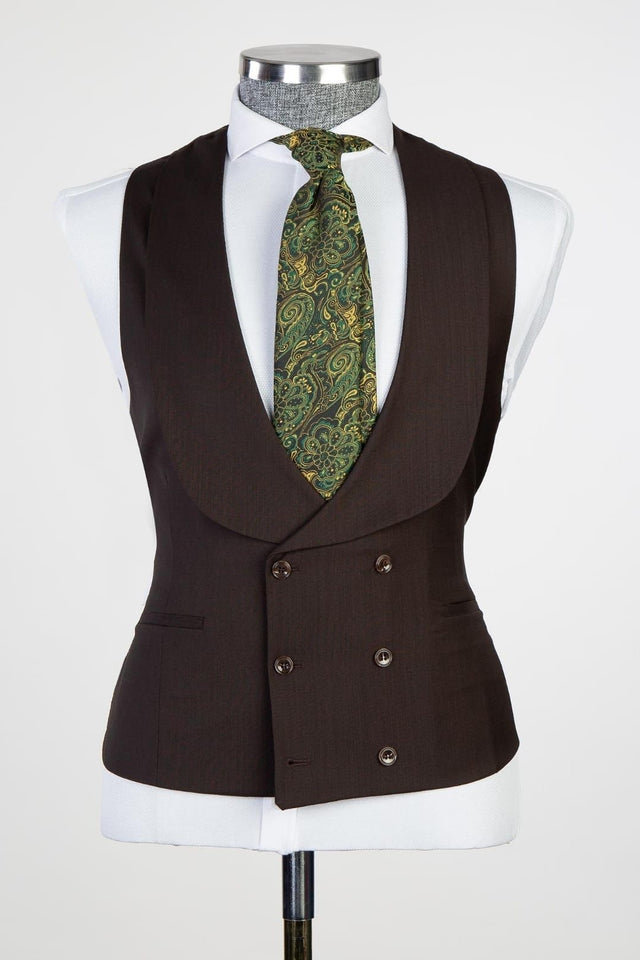 Dark Brown Peaked Lapel Three Pieces Men Suits