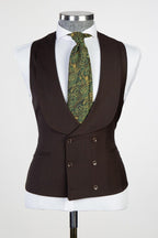 Dark Brown Peaked Lapel Three Pieces Men Suits