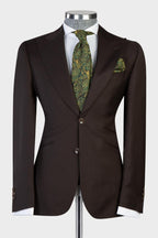 Dark Brown Peaked Lapel Three Pieces Men Suits