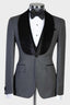 Gray One Button Black Shawl Lapel Three Pieces Men Suits