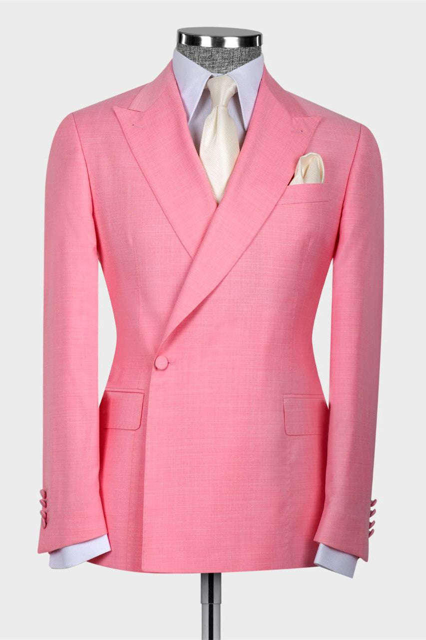 Charming Pink One Button Peaked Lapel Men Suits Main image