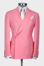 Charming Pink One Button Peaked Lapel Men Suits