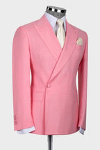 Charming Pink One Button Peaked Lapel Men Suits