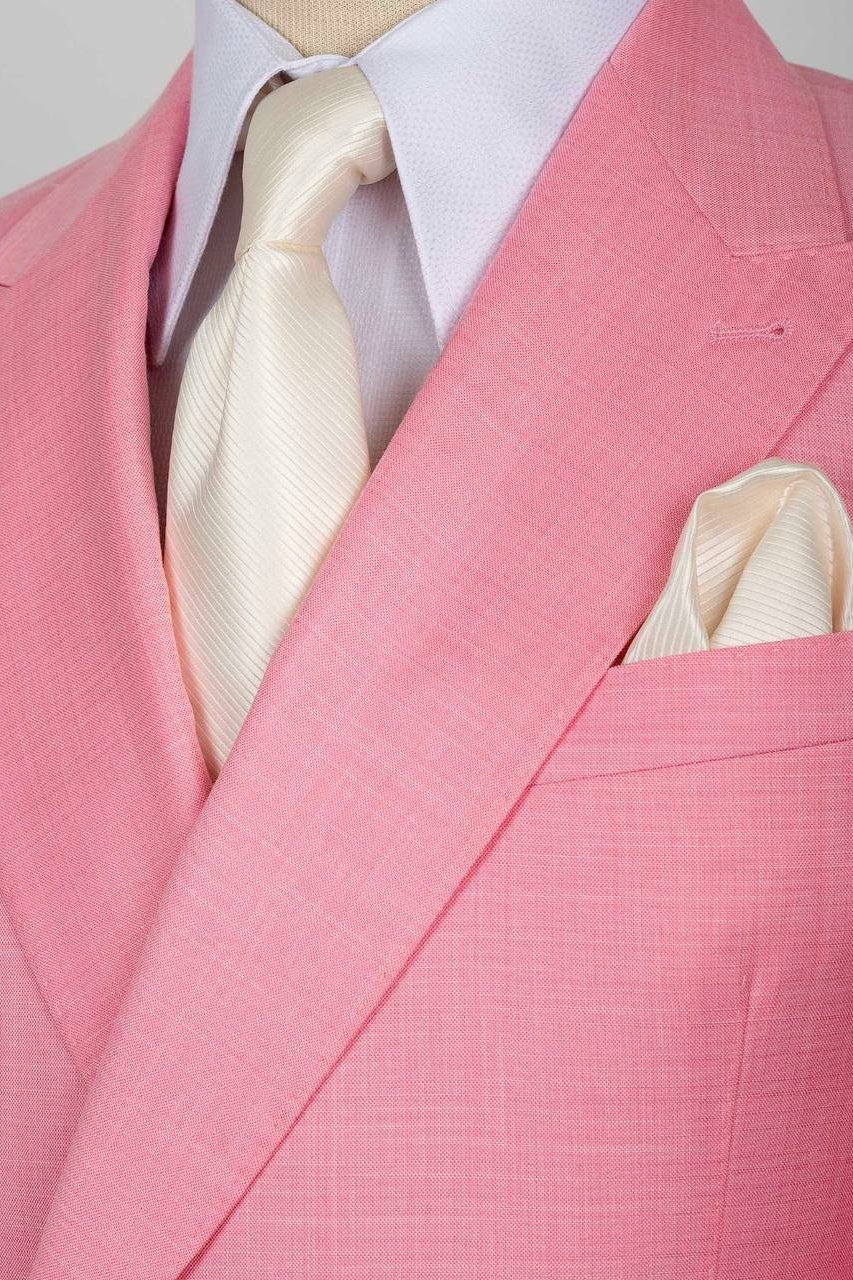 Charming Pink One Button Peaked Lapel Men Suits
