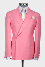 Charming Pink One Button Peaked Lapel Men Suits