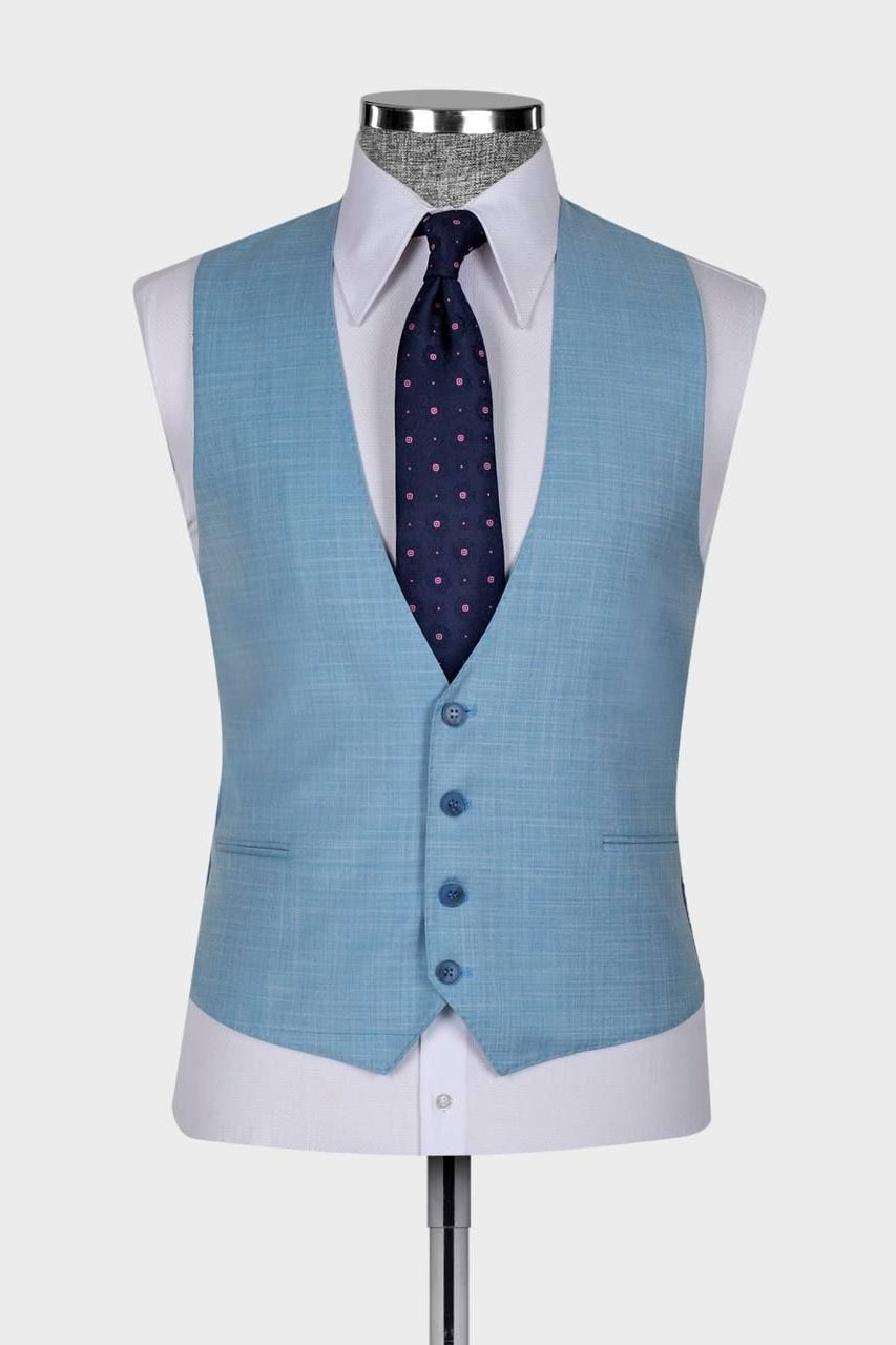 Modern Blue 3 Piece Peaked Lapel Men Suits