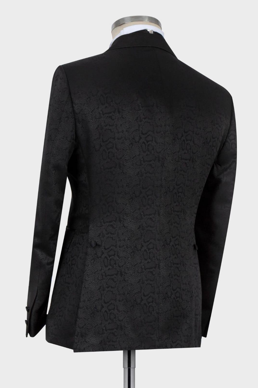 Black Best Fitted Jacquard Double Breasted Suits For Men Secondary image
