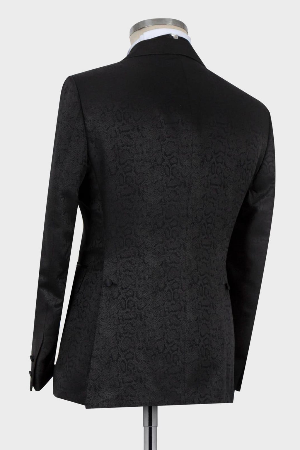 Black Best Fitted Jacquard Double Breasted Suits For Men