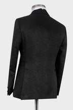 Black Best Fitted Jacquard Double Breasted Suits For Men