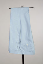 Sky Blue Double Breasted Pink Peaked Lapel Men Suits