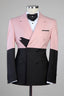 Pink And Black Double Breasted Peaked Lapel Men Suits