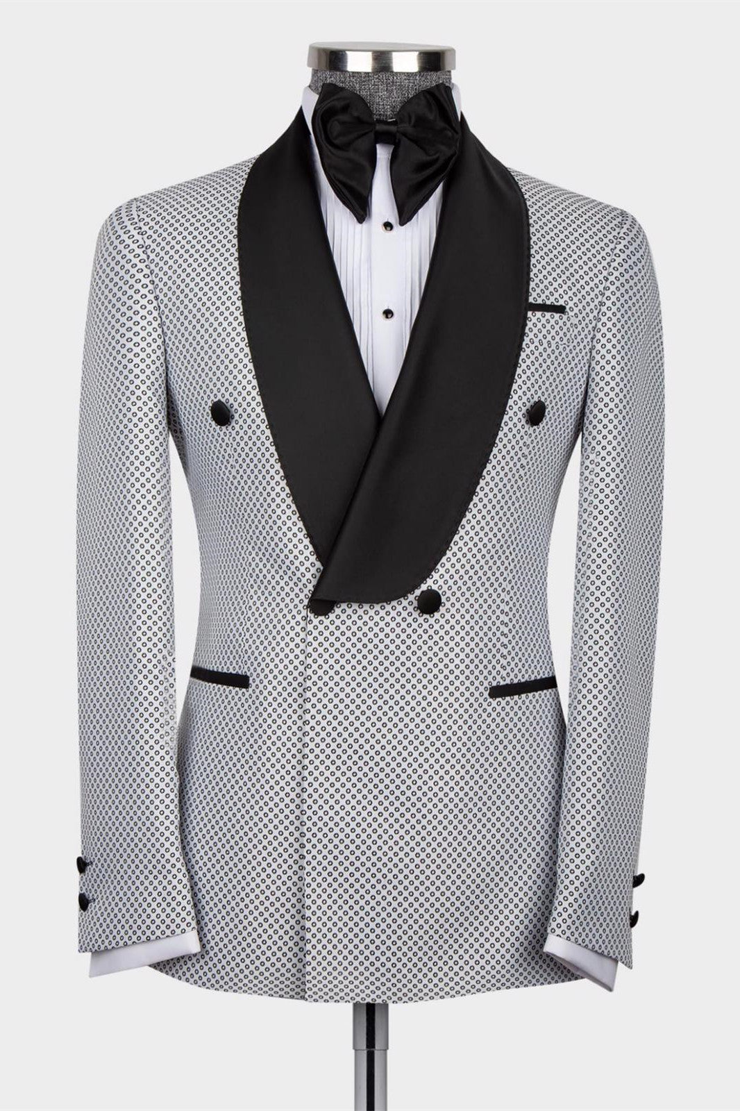 White Dot Shawl Lapel Double Breasted Men Suits Main image