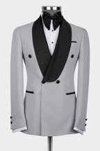 White Dot Shawl Lapel Double Breasted Men Suits