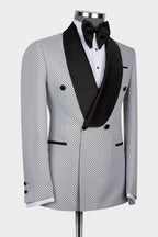 White Dot Shawl Lapel Double Breasted Men Suits