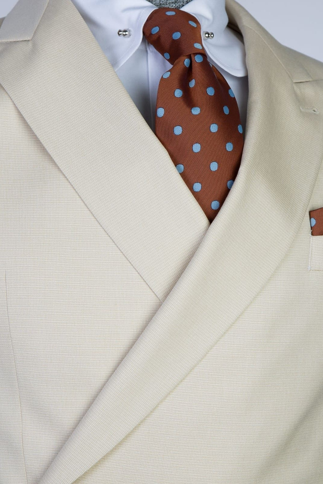 Cream Beige Peaked Lapel Double Breasted Men Suits