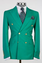 Green Bespoke Peaked Lapel Double Breasted Men Suits