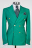 Green Bespoke Peaked Lapel Double Breasted Men Suits