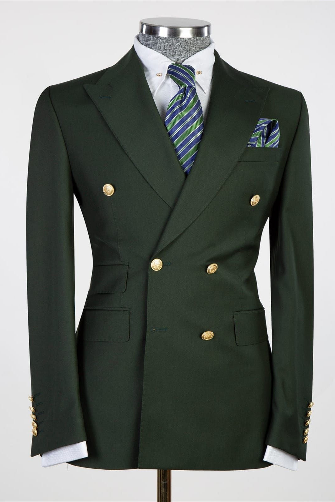 Popular Dark Green Peaked Lapel Double Breasted Men Suits Main image