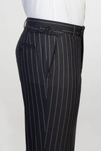 Handsome Black Striped Peaked Lapel Double Breasted Men Suits