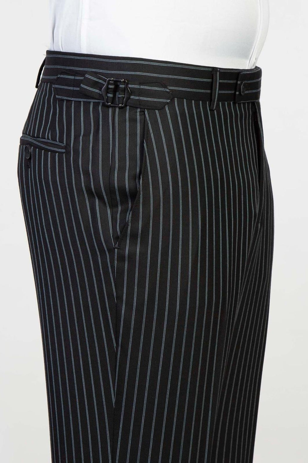3 Piece Black Striped Peaked Lapel Men Suits