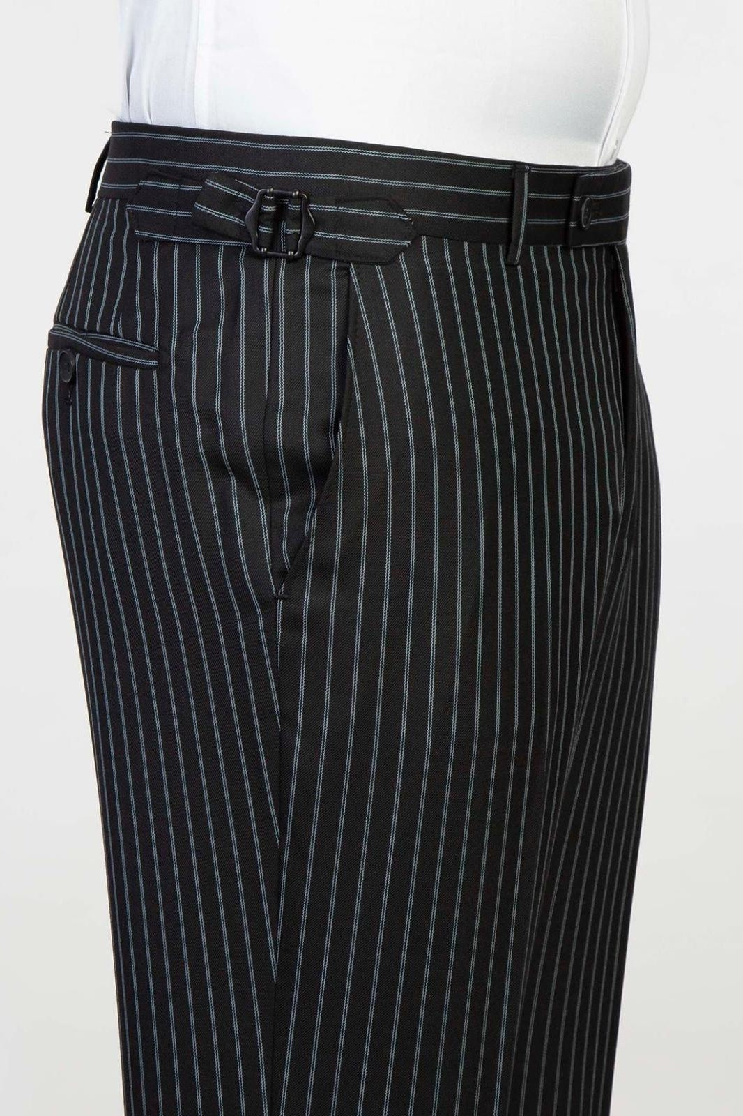 3 Piece Black Striped Peaked Lapel Men Suits