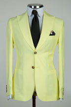 Charming Yellow Peaked Lapel 3 Piece Suits For Men