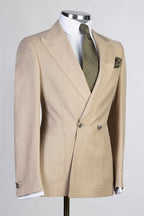 Light Beige Peaked Lapel Double Breasted Men Suits
