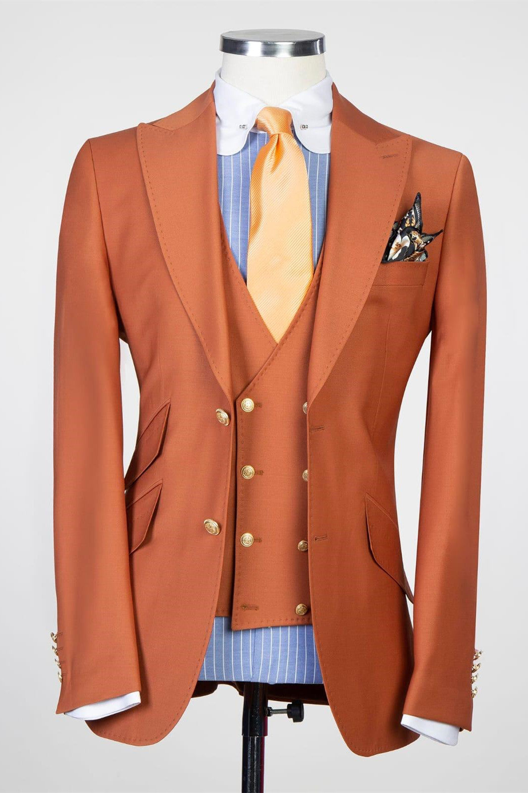 Terracotta 3 Piece Peaked Lapel Men Suits Main image