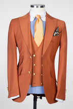 Terracotta 3 Piece Peaked Lapel Men Suits