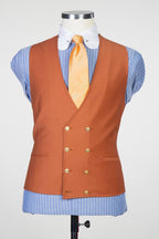 Terracotta 3 Piece Peaked Lapel Men Suits