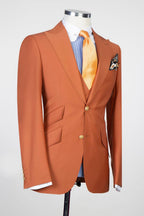 Terracotta 3 Piece Peaked Lapel Men Suits